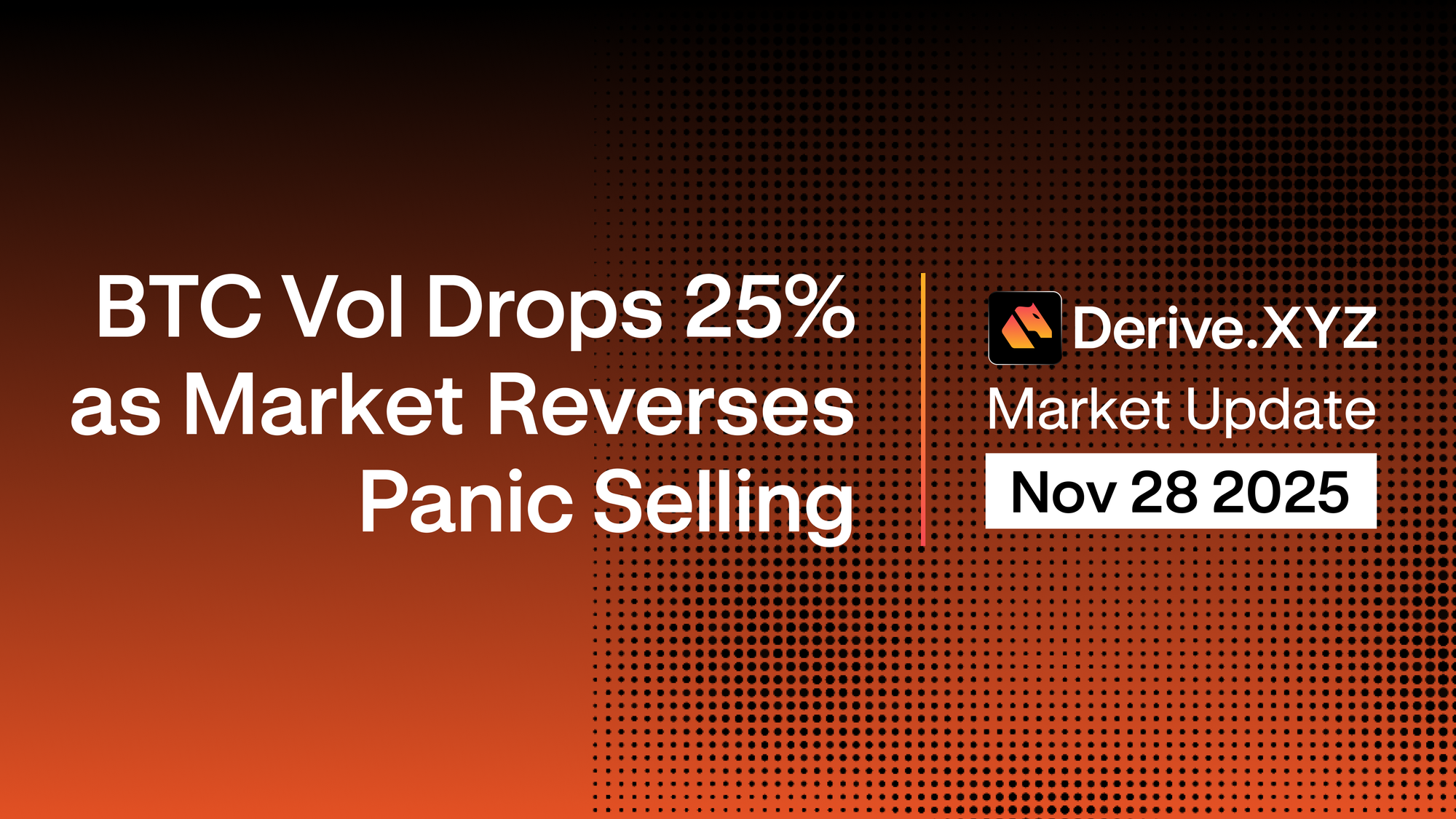Derive.xyz Market Update: BTC Vol Drops 25% as Market Reverses Panic Selling